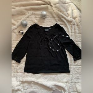 Maeve black keyhole neck blouse